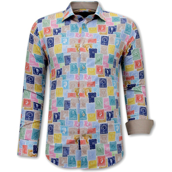 Textiel Heren Overhemden lange mouwen Gentile Bellini Getailleerde Postzegel Print Multicolour