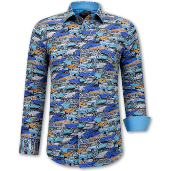 Textiel Heren Overhemden lange mouwen Gentile Bellini Auto Print Blauw, Oranje