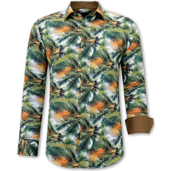 Textiel Heren Overhemden lange mouwen Gentile Bellini Tropical Print Groen, Bruin