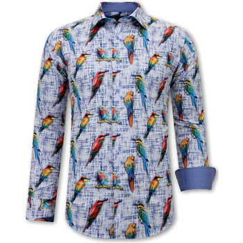 Textiel Heren Overhemden lange mouwen Gentile Bellini Vogelprint Wit, Blauw
