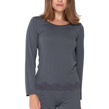Textiel Dames Pyjama's / nachthemden Luna Top met lange mouwen Micro Touch  Splendida Grijs