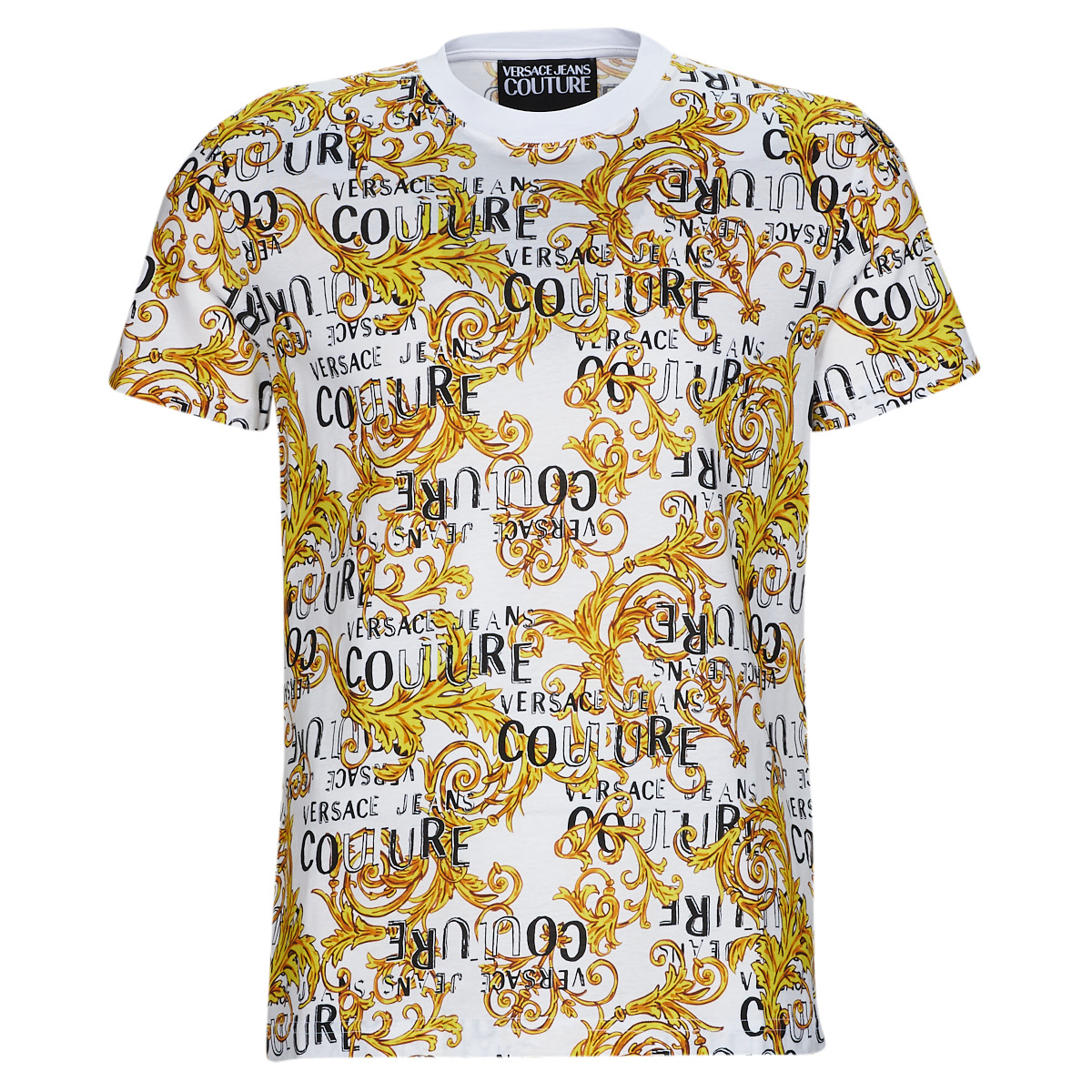Textiel Heren T-shirts korte mouwen Versace Jeans Couture GAH6S0-G03 Wit / Print / Barok