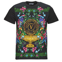 Textiel Heren T-shirts korte mouwen Versace Jeans Couture GAH6SG Zwart / Multicolour