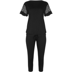 Textiel Dames Pyjama's / nachthemden Lisca Pyjama binnenkleding legging top korte mouwen Smooth Zwart