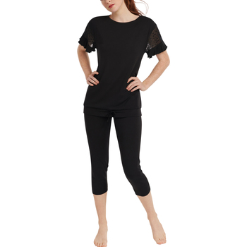 Lisca Pyjama binnenkleding legging top korte mouwen Smooth Zwart