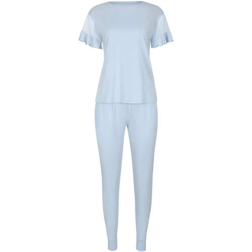 Textiel Dames Pyjama's / nachthemden Lisca Pyjama broek top korte mouwen Smooth  Cheek Blauw