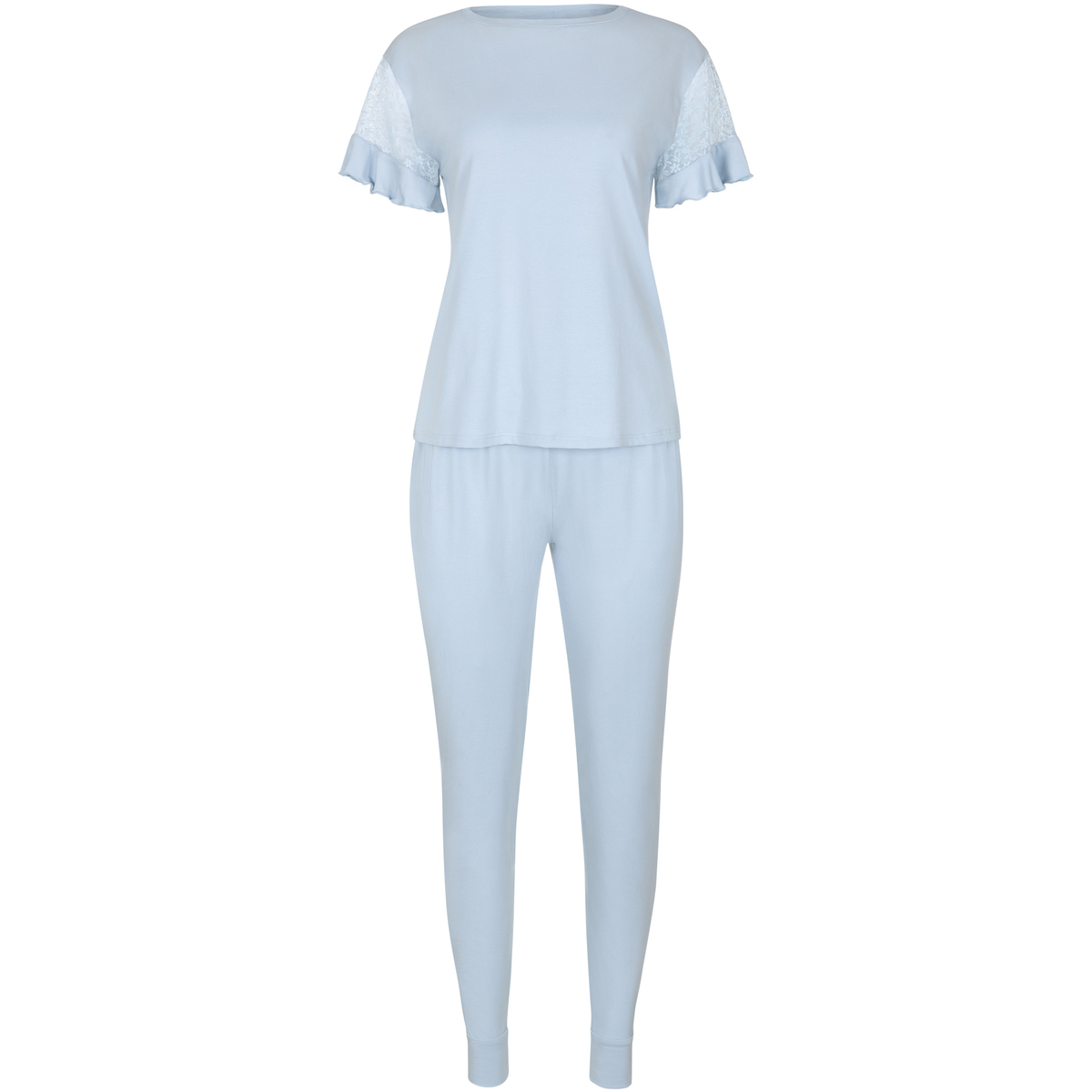 Textiel Dames Pyjama's / nachthemden Lisca Pyjama broek top korte mouwen Smooth  Cheek Blauw