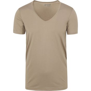 Textiel Heren T-shirts & Polo’s Slater 2-pack T-shirt V-hals Khaki Beige