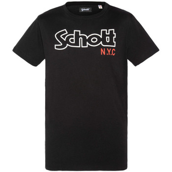 Textiel Heren T-shirts korte mouwen Schott  Zwart