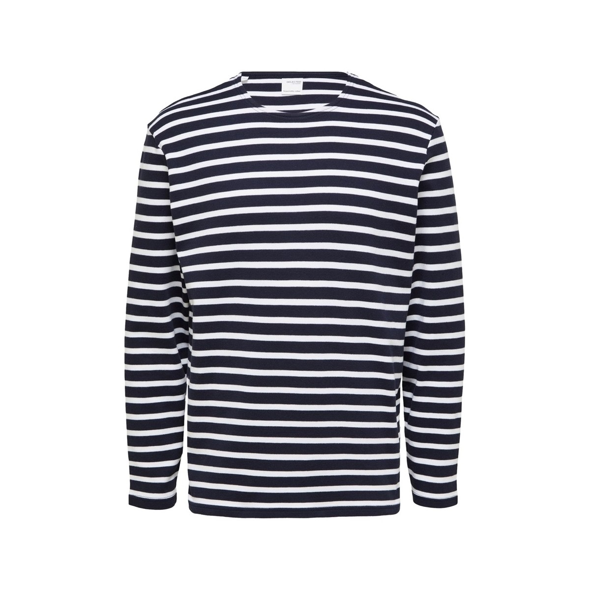 Textiel Heren T-shirts & Polo’s Selected Noos Briac Stripe L/S T-Shirt - Navy Blazer Blauw