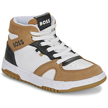 Schoenen Jongens Hoge sneakers BOSS J29367 Wit / Camel / Zwart