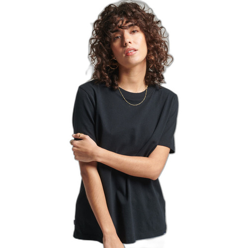 Textiel Dames T-shirts korte mouwen Superdry T-shirt en coton biologique femme Zwart