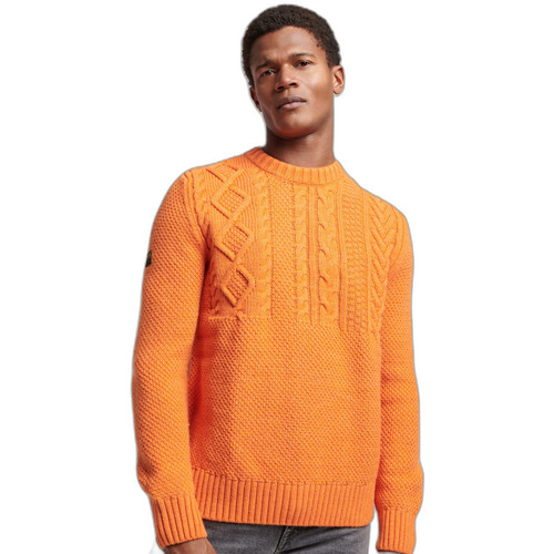 Textiel Heren Truien Superdry Pull en maille torsadée épaules tombantes Oranje