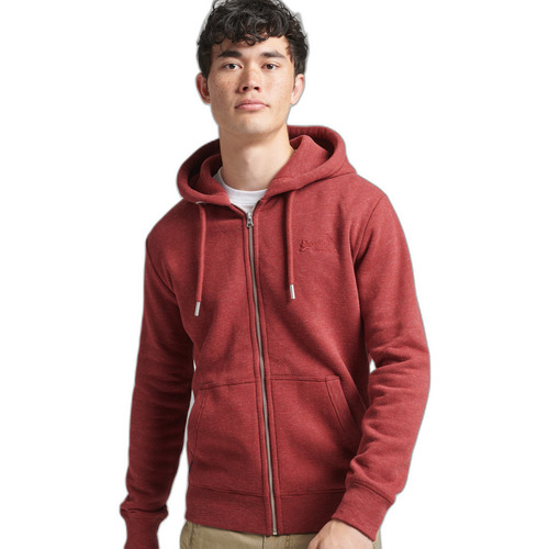 Textiel Heren Sweaters / Sweatshirts Superdry Sweatshirt à capuche brodé zippé  Vintage Logo Rood