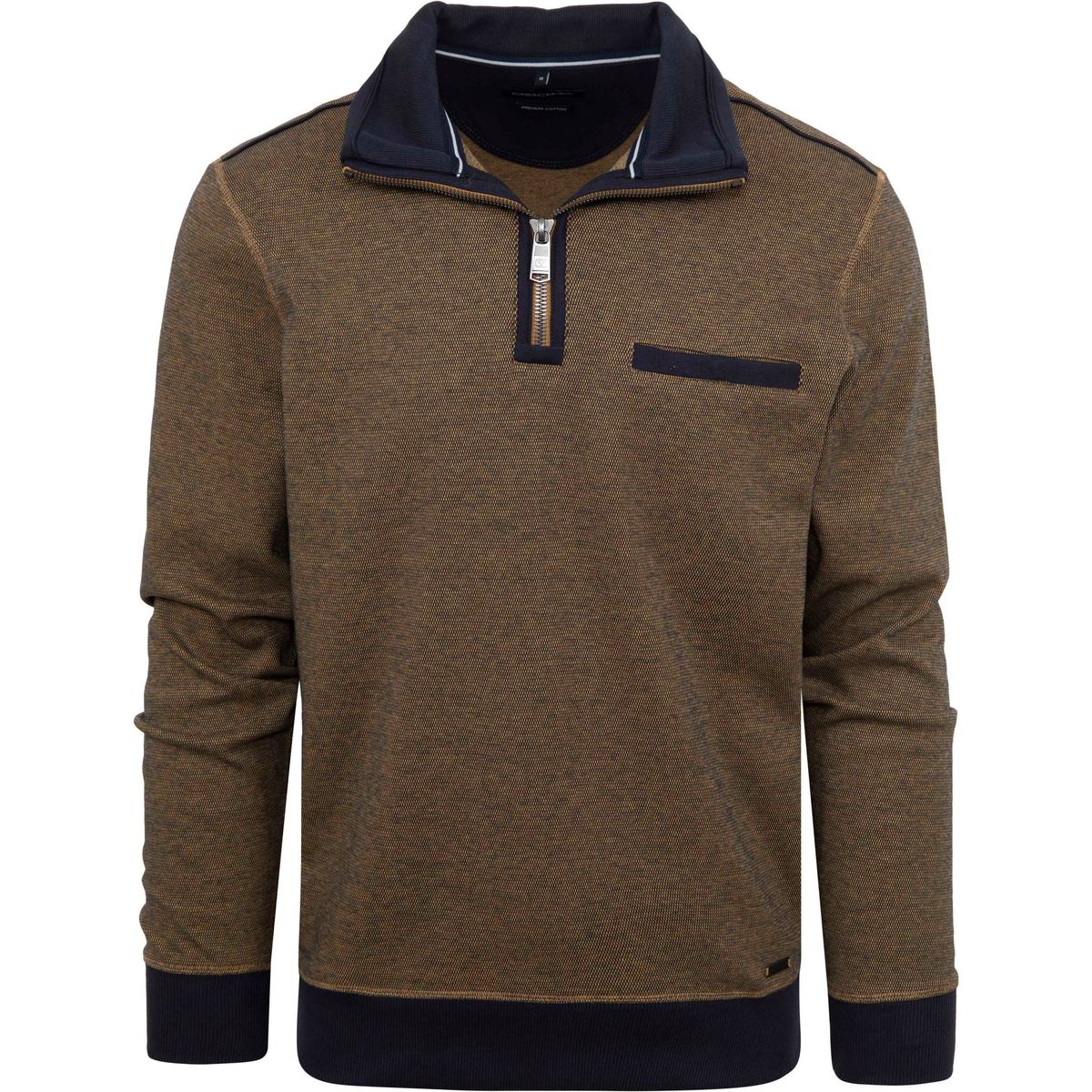 Textiel Heren Sweaters / Sweatshirts Casa Moda Halfzip Trui Okergeel Multicolour