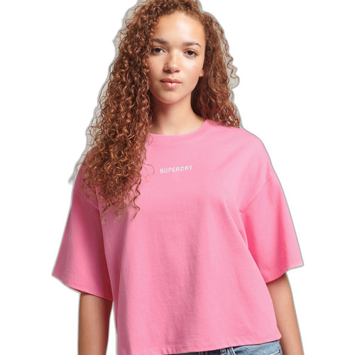 Textiel Dames T-shirts korte mouwen Superdry T-shirt femme  Micro Logo Roze