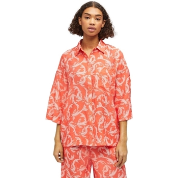 Textiel Dames Tops / Blousjes Object Shirt Rio 3/4 - Hot Coral Oranje