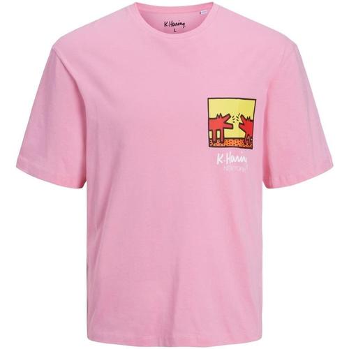 Textiel Heren T-shirts korte mouwen Jack & Jones  Roze