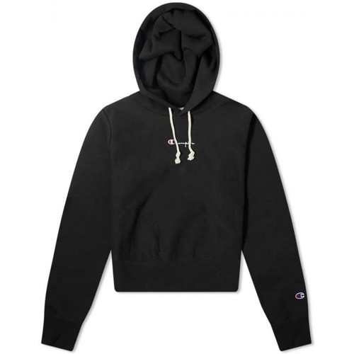 Textiel Dames Sweaters / Sweatshirts Champion Reverse Weave Cropped Small Script Logo Hooded Sweatshirt Zwart