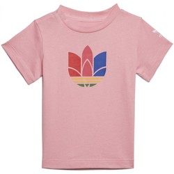 Textiel Kinderen T-shirts korte mouwen adidas Originals 3D Trefoil Tee Roze
