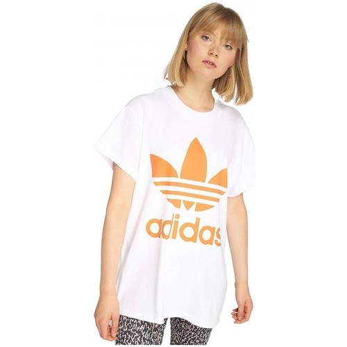 Textiel Dames T-shirts & Polo’s adidas Originals Oversize Trefoil Tee Wit
