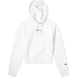 Textiel Dames Sweaters / Sweatshirts Champion Reverse Weave Cropped Small Script Logo Hooded Sweatshirt Wit