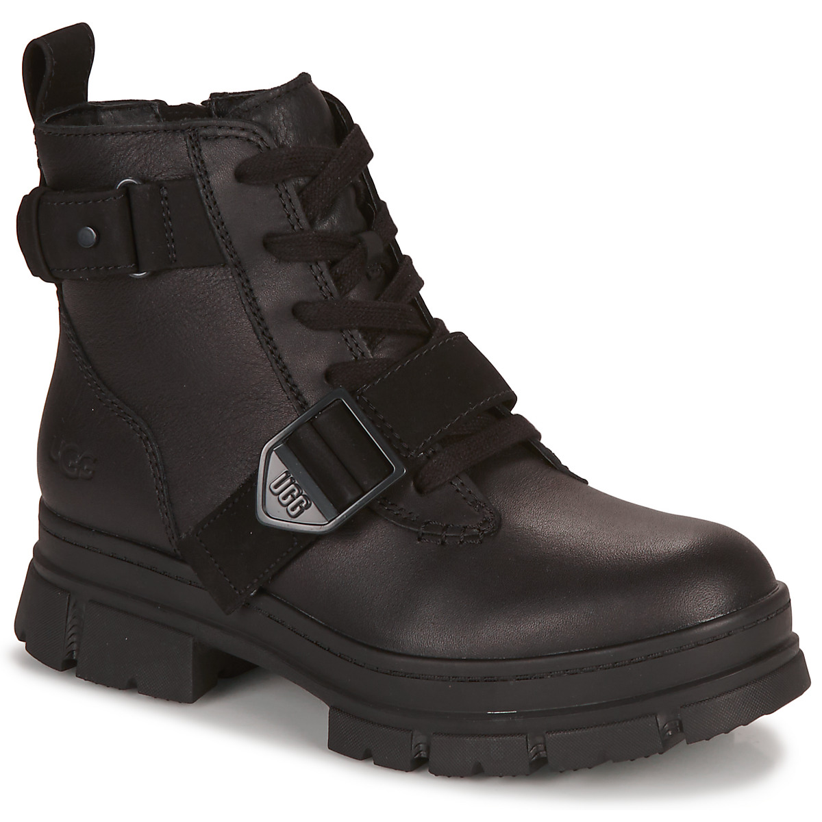 UGG Ashton Lace Up Boot for Women in Black, Size 3, Leather