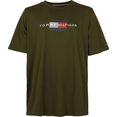 Textiel Heren T-shirts & Polo’s Tommy Hilfiger Big and Tall Logo Lines T-shirt Donkergroen Groen
