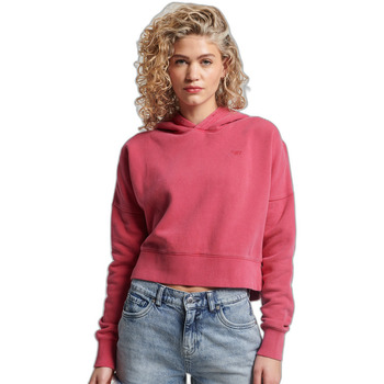 Textiel Dames Sweaters / Sweatshirts Superdry Sweatshirt à capuche court délavé femme Roze