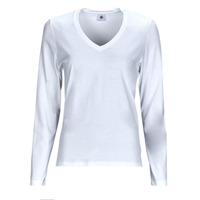Textiel Dames T-shirts met lange mouwen Petit Bateau ML COL V Wit