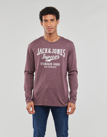 Textiel Heren T-shirts met lange mouwen Jack & Jones JJLOGO TEE LS O-NECK 1 COL MEL Bordeau