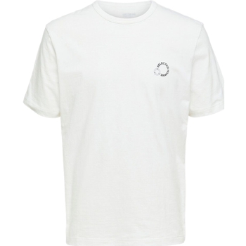 Textiel Heren T-shirts & Polo’s Selected Logo Print T-Shirt - Cloud Dancer Wit