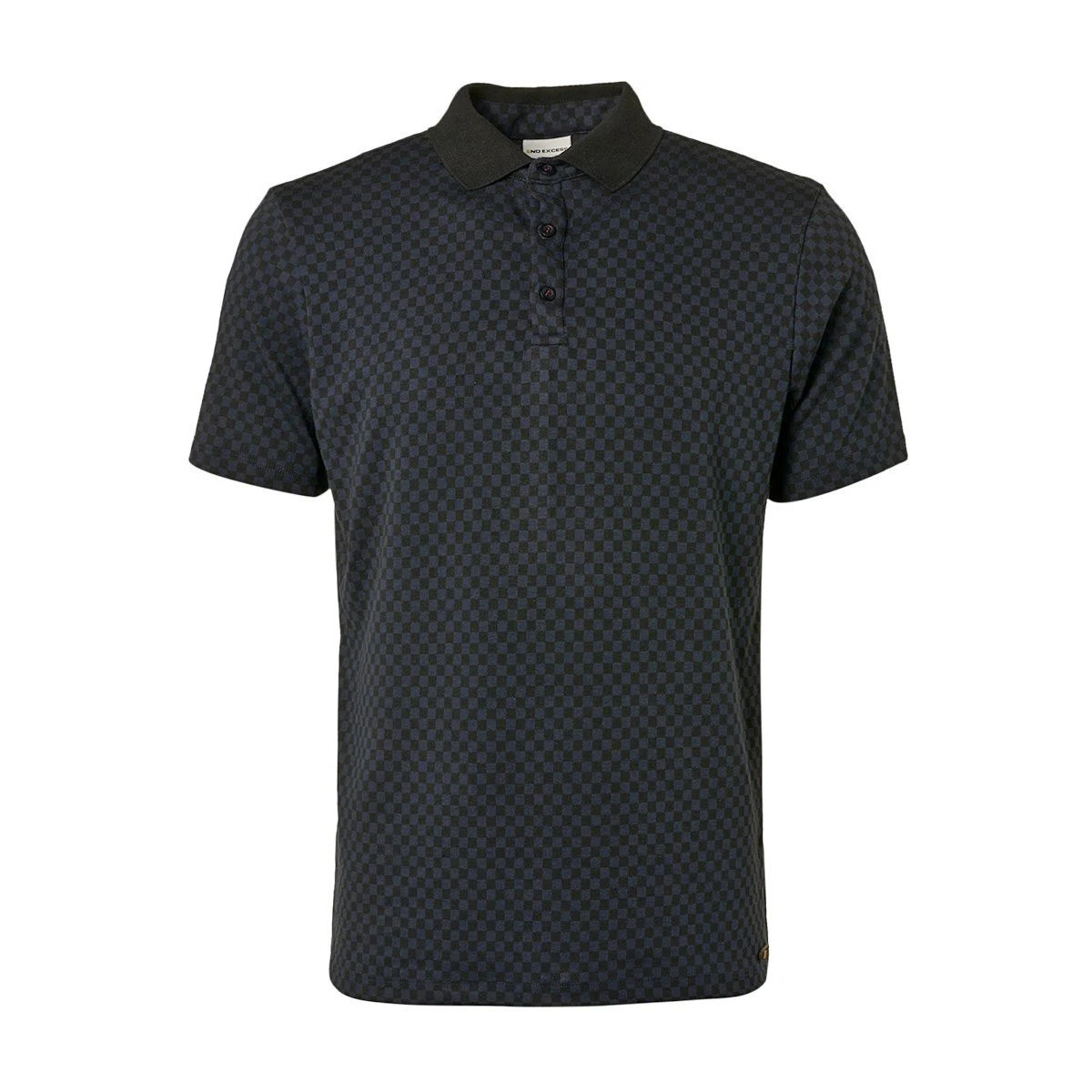 Textiel Heren T-shirts & Polo’s No Excess Polo Geblokt Patroon Zwart Navy Blauw