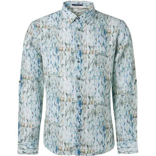 Textiel Heren Overhemden lange mouwen No Excess Overhemd Print Aqua Blauw Multicolour