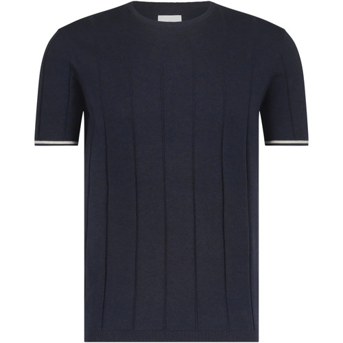 Textiel Heren T-shirts & Polo’s State Of Art Knitted T-Shirt Navy Blauw
