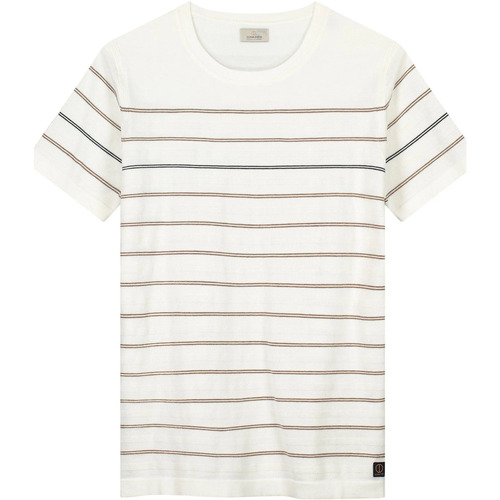Textiel Heren T-shirts & Polo’s Dstrezzed Knitted T-shirt Strepen Ecru Beige