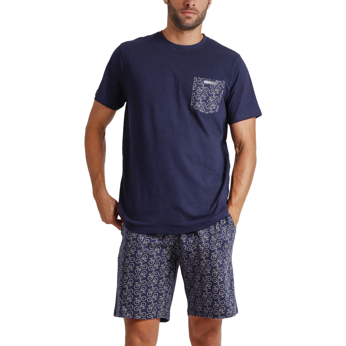 Textiel Heren Pyjama's / nachthemden Admas Pyjamashort t-shirt Bikely Antonio Miro Blauw