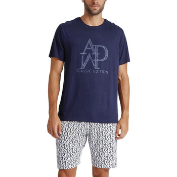 Textiel Heren Pyjama's / nachthemden Admas Pyjamashort t-shirt Logo Soft Blauw