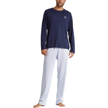 Textiel Heren Pyjama's / nachthemden Admas Pyjama broek top lange mouwen Stripes And Dots Blauw