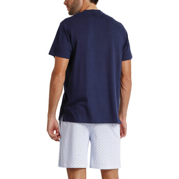 Admas Pyjamashort t-shirt Stripes And Dots Blauw