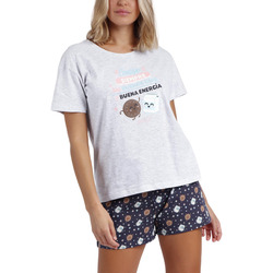 Textiel Dames Pyjama's / nachthemden Admas Pyjamashort t-shirt Contigo Mr Wonderful Grijs