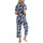 Textiel Dames Pyjama's / nachthemden Admas Pyjama loungewear palazzo broek wikkel top Navy Flowers Blauw