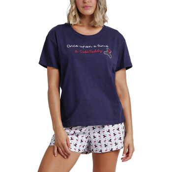 Textiel Dames Pyjama's / nachthemden Admas Pyjamashort t-shirt Cute Teddy Blauw