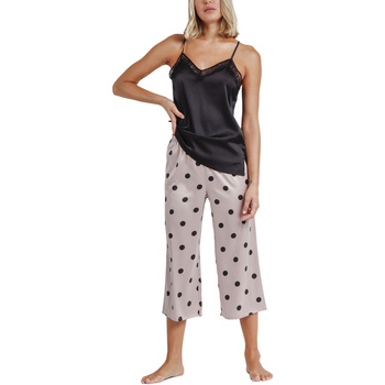 Admas Pyjama's loungewear palazzo broek camisole Elegant Dots Zwart