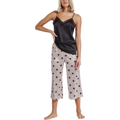 Textiel Dames Pyjama's / nachthemden Admas Pyjama's loungewear palazzo broek camisole Elegant Dots Zwart