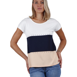 Textiel Dames Tops / Blousjes Admas T-shirt met korte mouwen Tricolor Wit