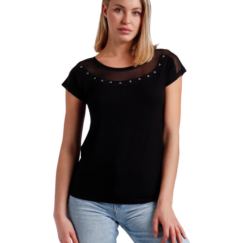 Textiel Dames Tops / Blousjes Admas T-shirt met korte mouwen Brillo Zwart