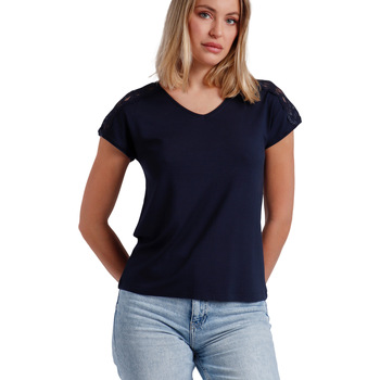 Textiel Dames Tops / Blousjes Admas T-shirt met korte mouwen Puntilla Hombro Blauw