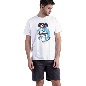 Textiel Heren Pyjama's / nachthemden Admas Pyjamashort t-shirt Stromtrooper Star Wars Wit