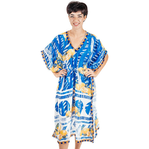 Textiel Dames Pareo Isla Bonita By Sigris Poncho Blauw